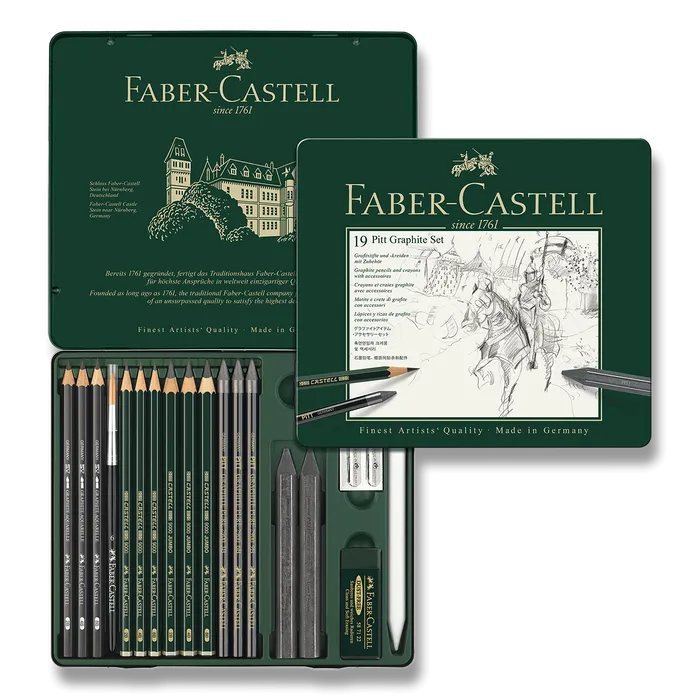 Główne zdjęcie produktu Pitt Monochrome Graphite spec. sada, plech. krabička 19ks Faber Castell 112973