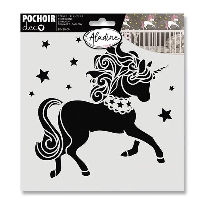 Główne zdjęcie produktu Plastová šablona AladinE - Jednorožec 20 x 20 cm