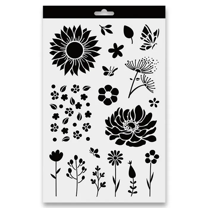 Główne zdjęcie produktu Plastová šablona Aladine - kytičky 20 x 30 cm