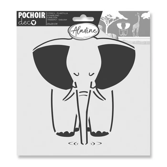 Główne zdjęcie produktu Plastová šablona AladinE - Slon 20 x 20 cm