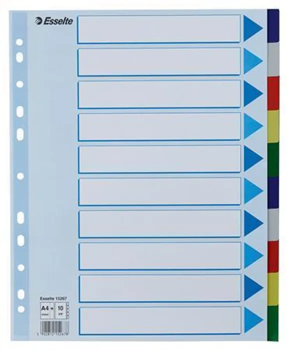 Główne zdjęcie produktu Plastové barevné rozlišovače Esselte, A4 Maxi, Mix barev