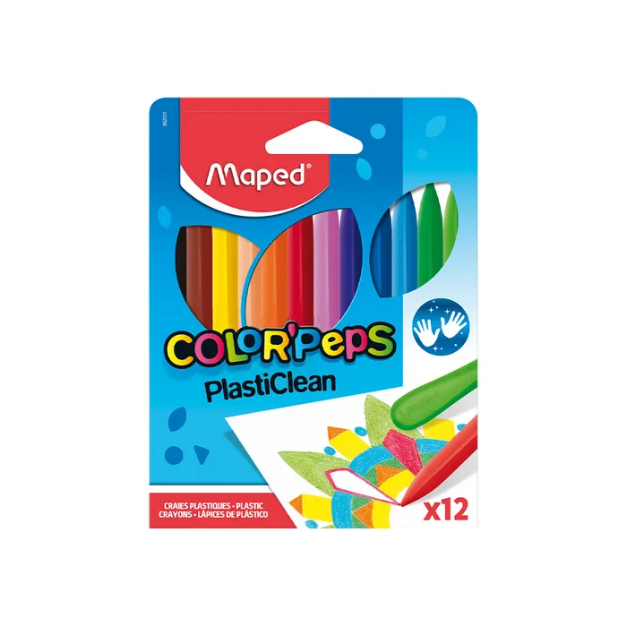 Główne zdjęcie produktu Plastové pastely Maped Color'Peps Plasticlean - 12 barev, trojhranné