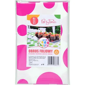 Obrus plastikowy w kropki – różowy