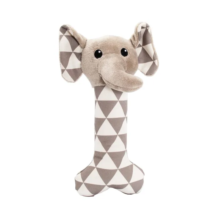 Główne zdjęcie produktu Plátěná kost s hlavou slona, se zvukem, 24 cm, krémová/šedá, HipHop
