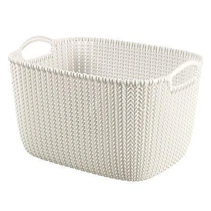 Główne zdjęcie produktu Pletený košík Knit, krémová, velikost L, plast, CURVER