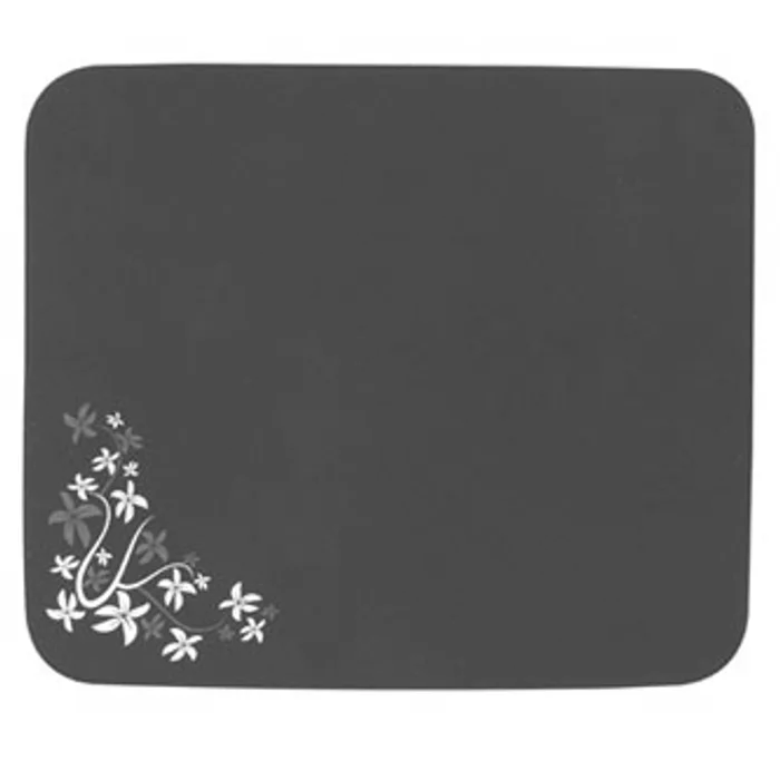Główne zdjęcie produktu Podložka pod myš, Flower edition, měkký povrch, černá, 25x21,50 cm
