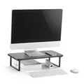 Następne zdjęcie produktu Podstawa pod monitor, łatwy montaż, miejsce na klawiaturę, czarny, metal / płyta mdf, 20 kg nośność, Powerton, ergo