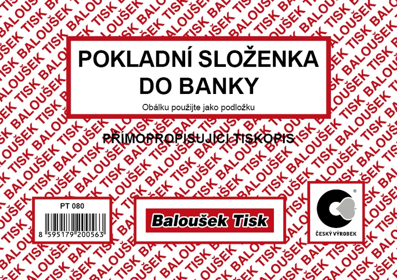Główne zdjęcie produktu Pokladní složenka do banky A6 PT080