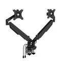 Następne zdjęcie produktu Regulowany uchwyt na 2 monitory, 2-9 Kg, mocowanie na zacisk, 17"-32", USB HUB, 75x75/100x100, czarny