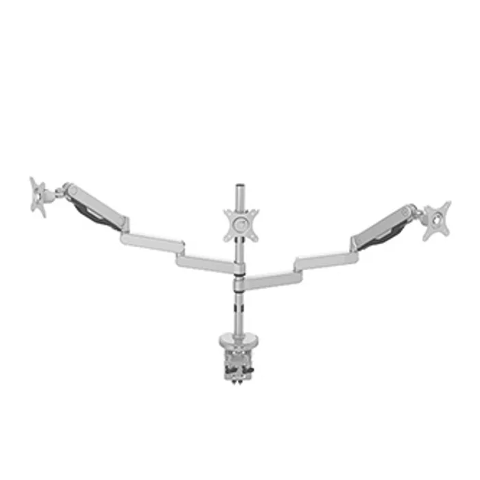 Główne zdjęcie produktu Polohovatelný držák pro 3 monitory, 2-9KG, svorka a průchodka stolu, 17"-30", U