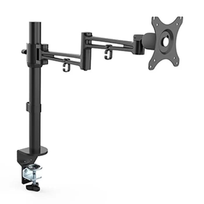 Główne zdjęcie produktu Polohovatelný držák pro monitor, 10KG, svorka, 17"-30", otočný, černý