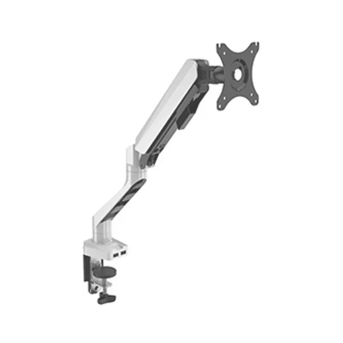 Główne zdjęcie produktu Polohovatelný držák pro monitor, 2-9KG, svorka a průchodka stolu, 17"-30", USB HUB, 75x75/
