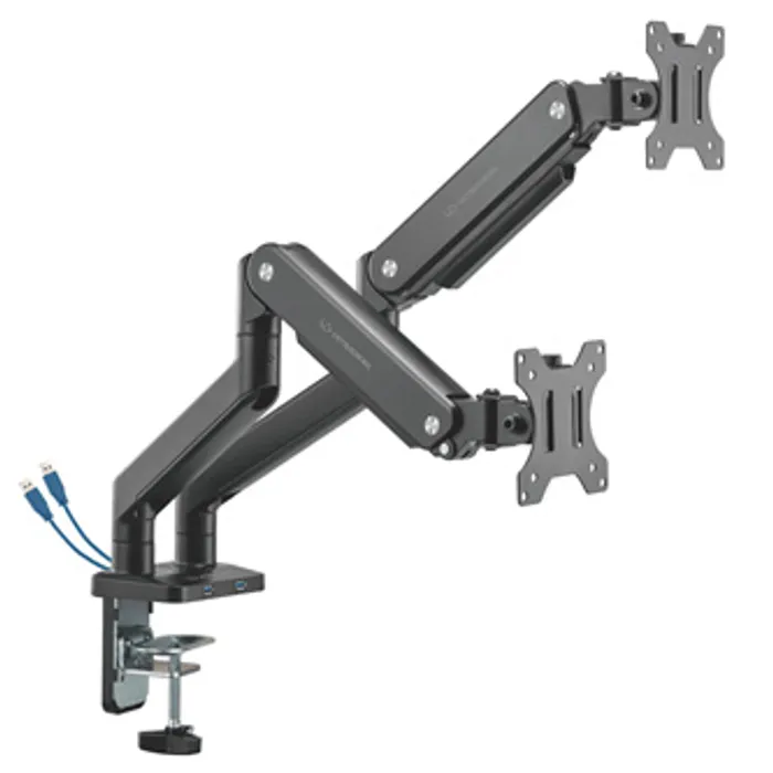 Główne zdjęcie produktu Polohovatelný držák ULTRADESK BRANCH Double pro 2 monitory, 20KG, svorka a průchodka stol