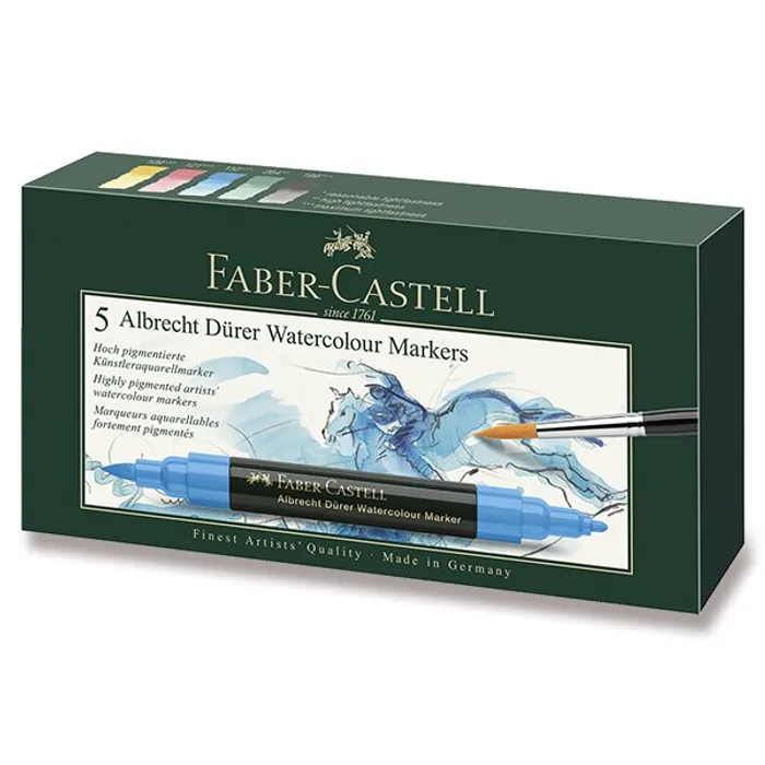 Główne zdjęcie produktu Popisovač akvarelový Albrecht Dürer, pap.krabička 5 ks Faber-Castell 160305