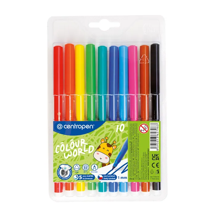 Główne zdjęcie produktu Popisovač CENTROPEN 7550 sada 10 barev (fixy)