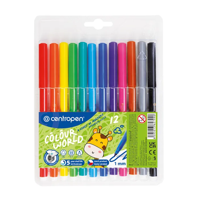 Główne zdjęcie produktu Popisovač CENTROPEN 7550 sada 12 barev (fixy)