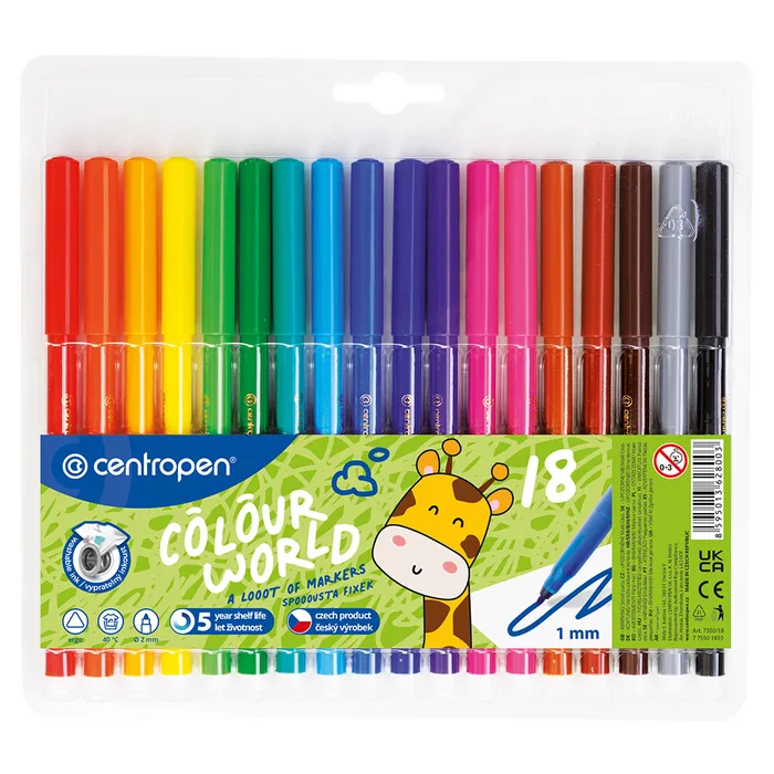 Główne zdjęcie produktu Popisovač CENTROPEN 7550 sada 18 barev (fixy)