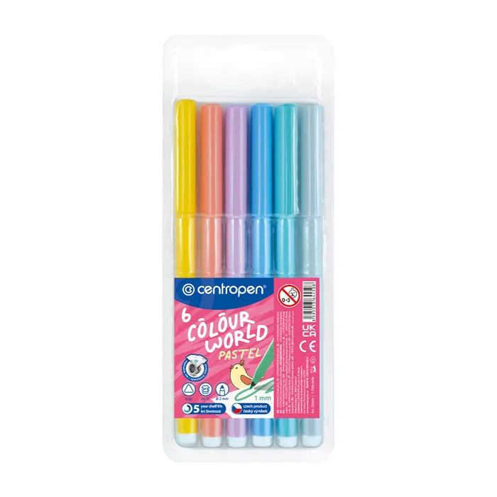 Główne zdjęcie produktu Popisovač CENTROPEN 7550 sada 6 PASTEL barev (fixy)