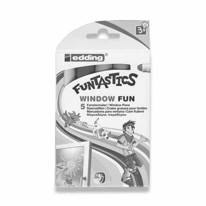Główne zdjęcie produktu Popisovač Edding Funtastics Window základní barvy, 5 barev