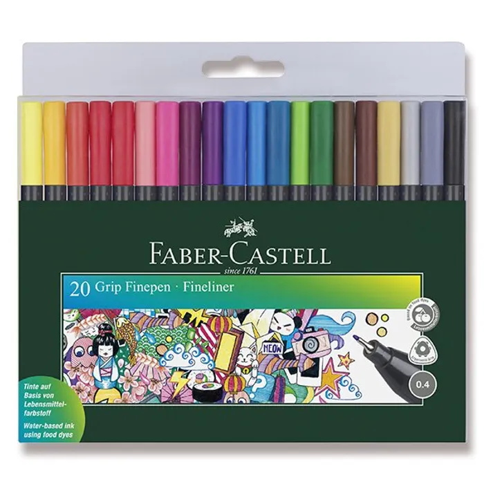 Główne zdjęcie produktu Popisovač Faber-Castell 151620 Grip 20 ks, 0.4 mm