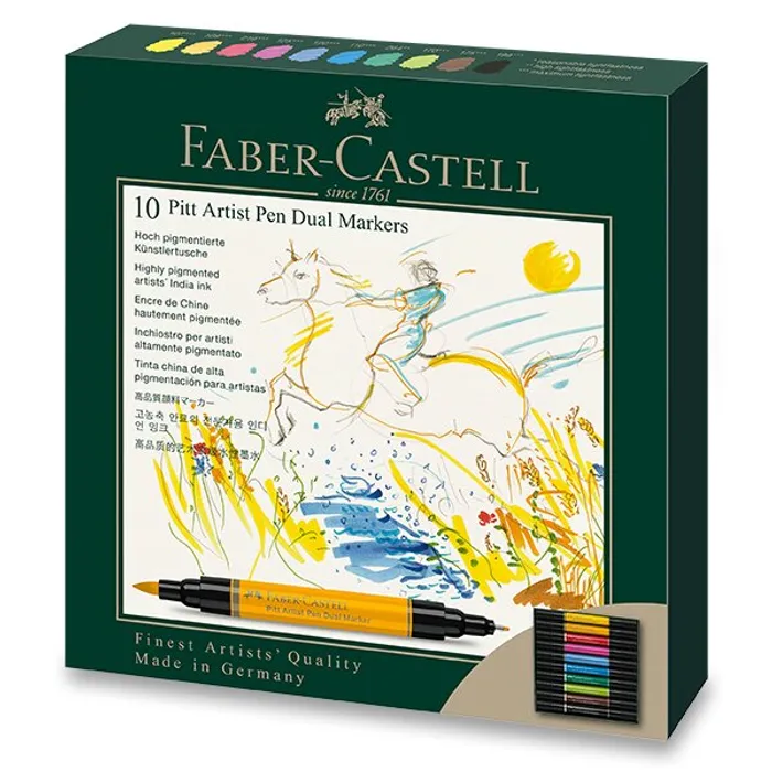 Główne zdjęcie produktu Popisovač Faber-Castell 162010 Pitt Artist Pen Dual Marker sada 10 ks