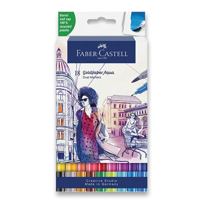 Główne zdjęcie produktu Popisovač Faber-Castell 164618 Goldfaber Aqua Dual Marker sada, 18 barev