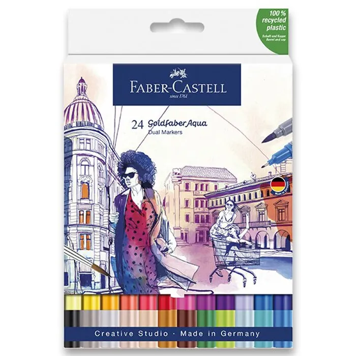 Główne zdjęcie produktu Popisovač Faber Castell 164624 Goldfaber Aqua Dual Marker sada 24 barev