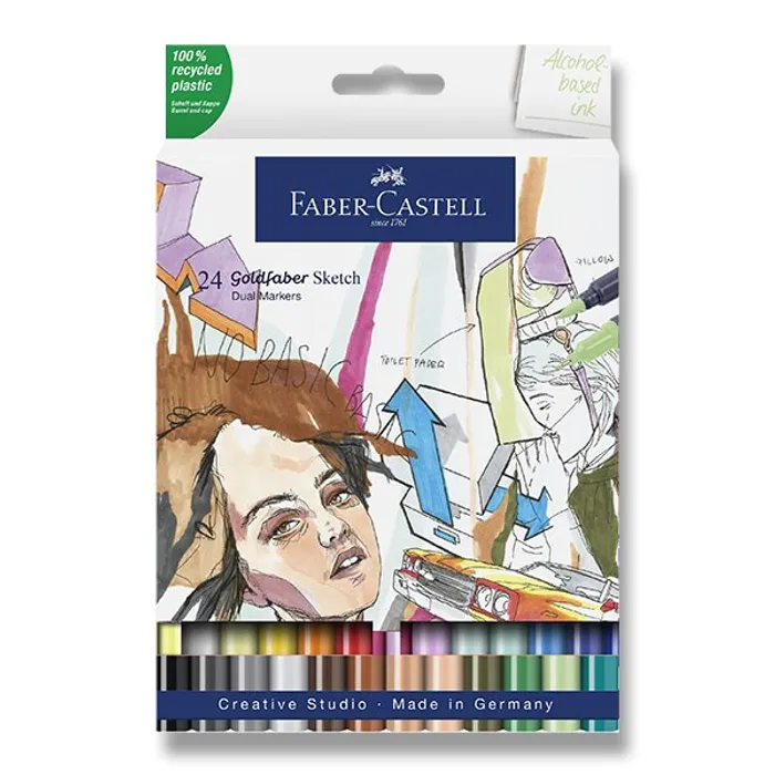 Główne zdjęcie produktu Popisovač Faber-Castell 164724 Goldfaber Sketch Dual Marker sada, 24 barev