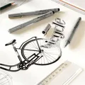 Następne zdjęcie produktu Marker Faber-Castell Ecco Pigment, zestaw 4 szt., czarny, nierówne końcówki