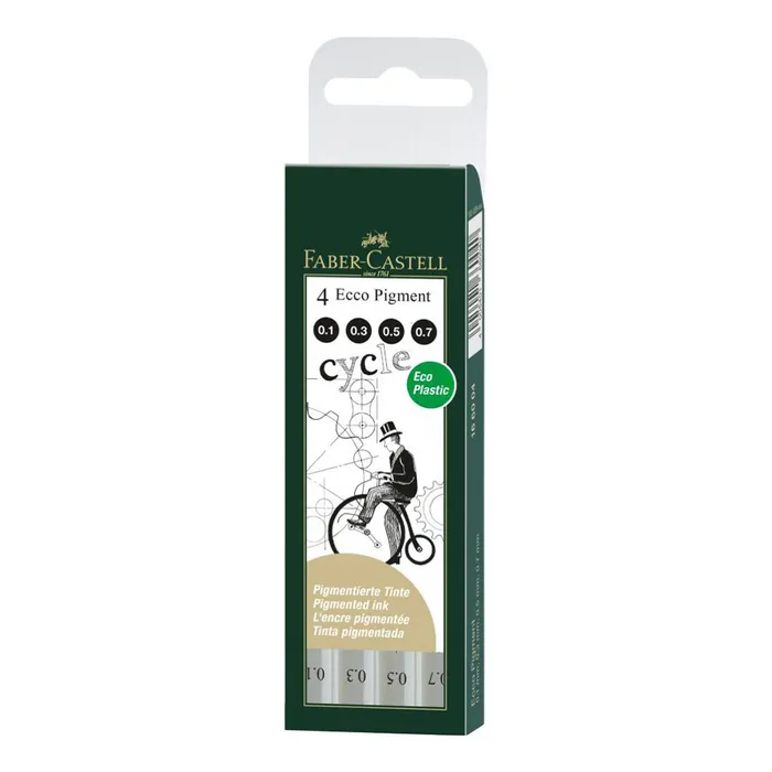 Główne zdjęcie produktu Popisovač Faber-Castell Ecco Pigment sada 4 ks, černé, liché hroty
