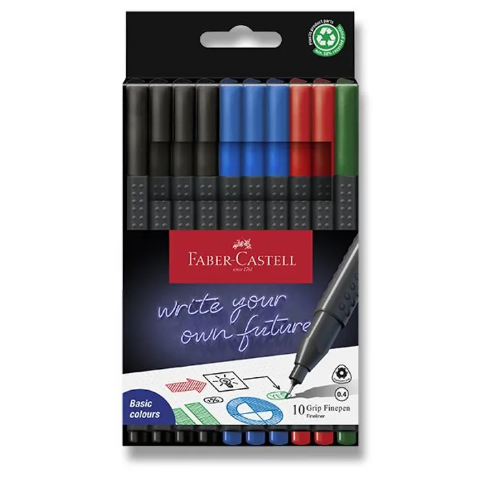Główne zdjęcie produktu Popisovač Faber-Castell Finepen Grip 10 ks
