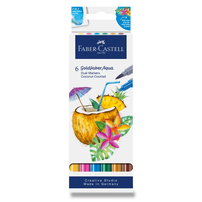Główne zdjęcie produktu Popisovač Faber-Castell Goldfaber Aqua Dual Marker Coconut Cocktail [6 ks]