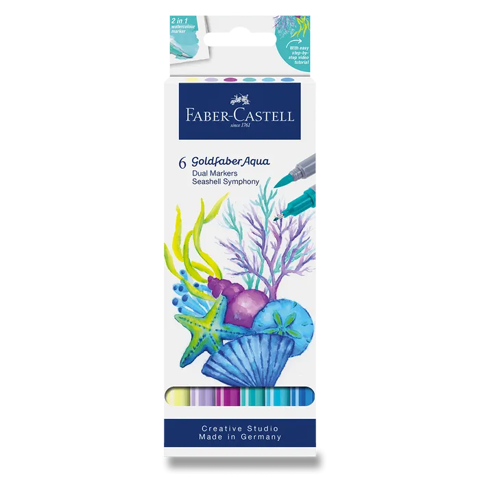 Główne zdjęcie produktu Popisovač Faber-Castell Goldfaber Aqua Dual Marker Seashell Symphony [6 ks]