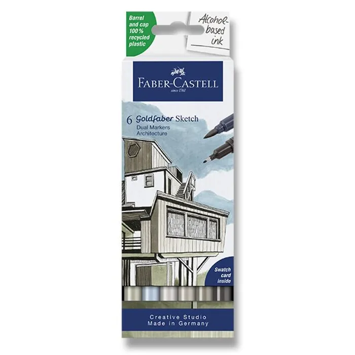 Główne zdjęcie produktu Popisovač Faber-Castell Goldfaber Sketch Dual Marker Architecture sada, 6 barev