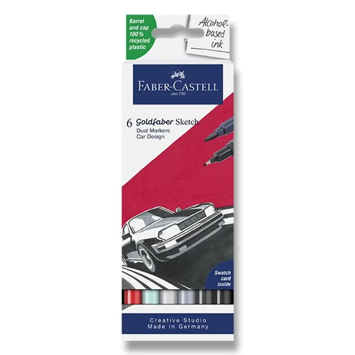 Główne zdjęcie produktu Popisovač Faber-Castell Goldfaber Sketch Dual Marker Car Design sada, 6 barev