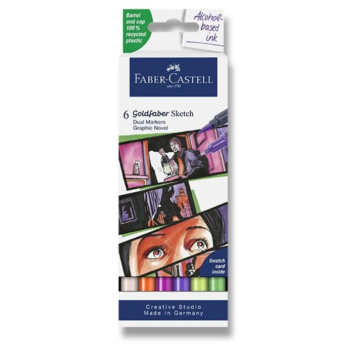 Główne zdjęcie produktu Popisovač Faber-Castell Goldfaber Sketch Dual Marker Graphic Novel sada, 6 barev