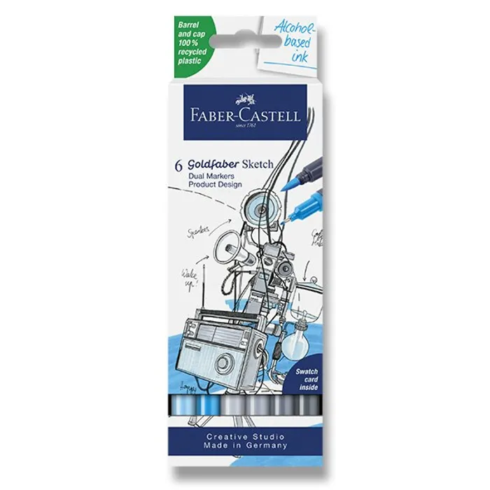 Główne zdjęcie produktu Popisovač Faber-Castell Goldfaber Sketch Dual Marker Product Design sada, 6 barev