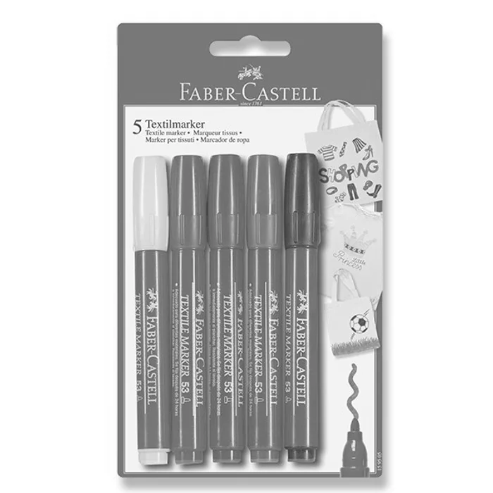 Główne zdjęcie produktu Popisovač Faber-Castell na textil 5 barev