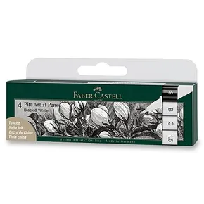 Marker Faber-Castell Pitt Artist Pen 4 sztuki, czarno-biały