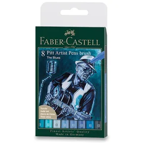 Faber-Castell Pitt Artist Pen Brush Blues zestaw 8 sztuk, końcówka B