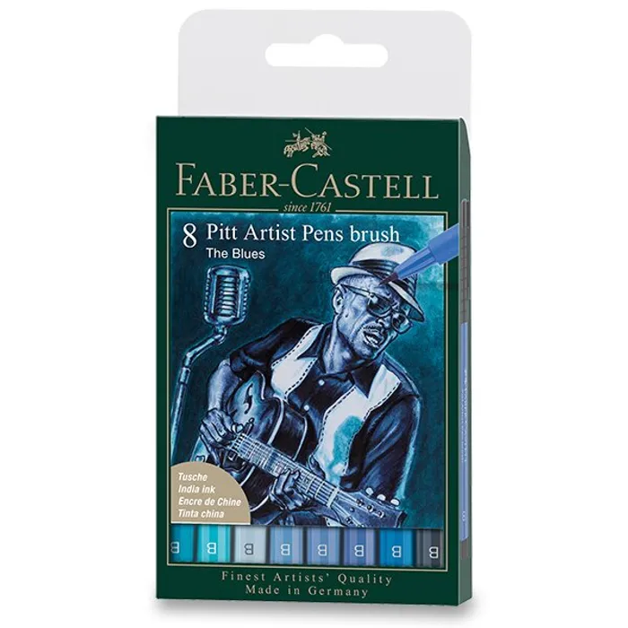 Główne zdjęcie produktu Popisovač Faber-Castell Pitt Artist Pen Brush Blues sada 8 ks, hrot B