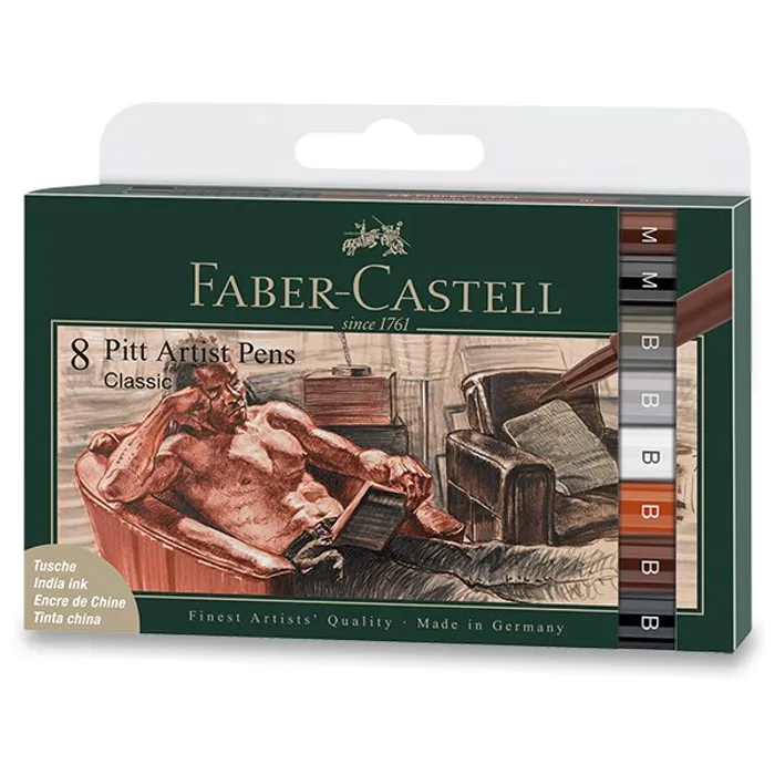 Główne zdjęcie produktu Popisovač Faber-Castell Pitt Artist Pen Brush Classic sada 8 ks, různé hroty