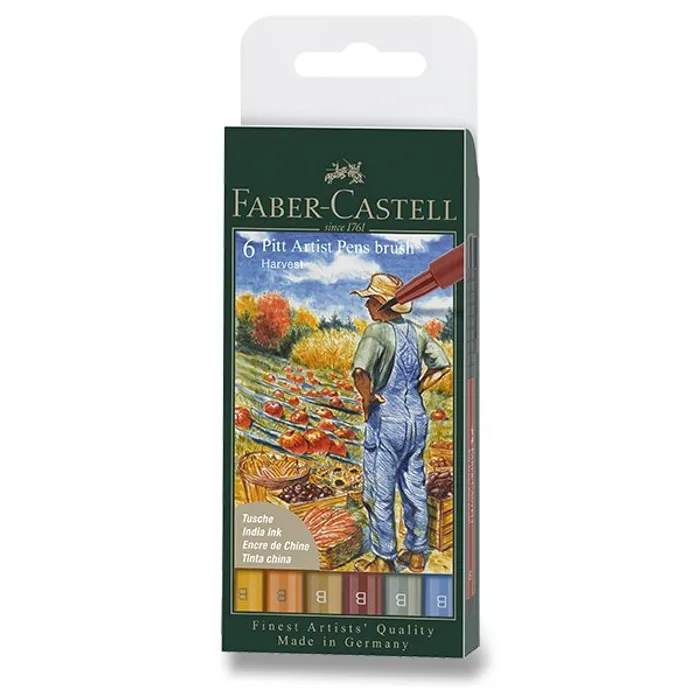 Główne zdjęcie produktu Popisovač Faber-Castell Pitt Artist Pen Brush Fall 6 ks, hrot B, podzimní odstíny