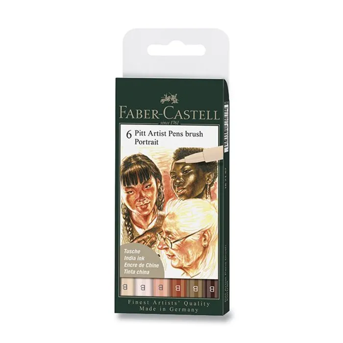 Główne zdjęcie produktu Popisovač Faber-Castell Pitt Artist Pen Brush Portrait, 6 ks