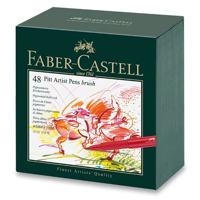 Główne zdjęcie produktu Popisovač Faber-Castell Pitt Artist Pen Brush studio box, 48 ks