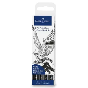 Marker Faber-Castell Pitt Artist Pen Comic czarny, 4 szt