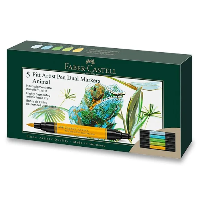 Główne zdjęcie produktu Popisovač Faber-Castell Pitt Artist Pen Dual Marker Animal sada 5 ks