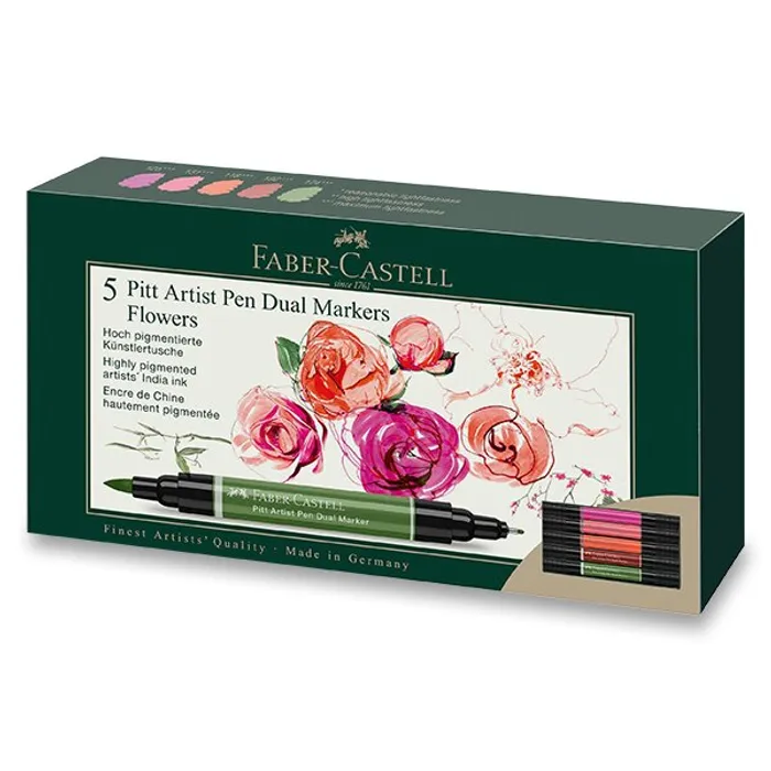 Główne zdjęcie produktu Popisovač Faber-Castell Pitt Artist Pen Dual Marker Flowers sada 5 ks