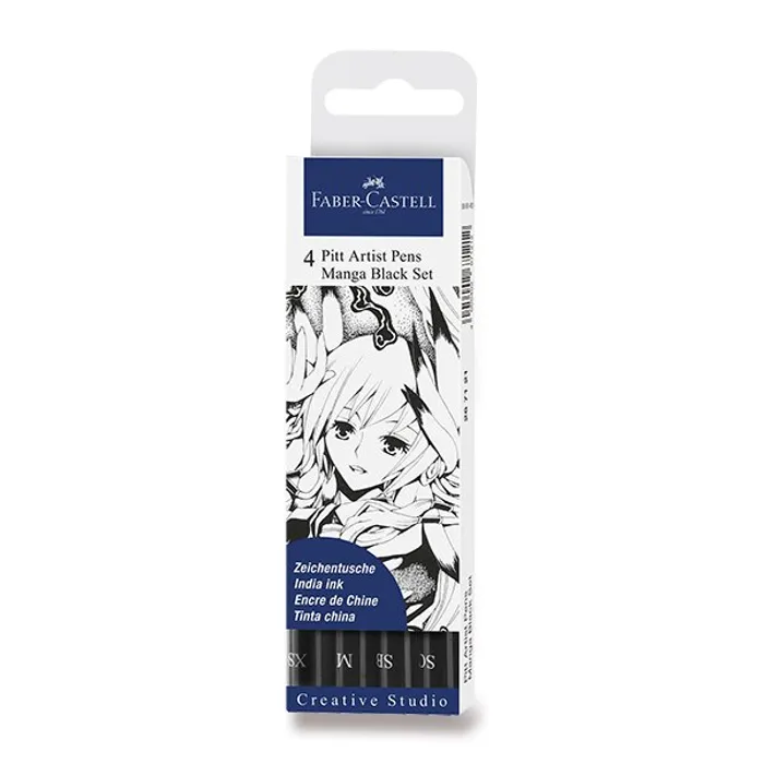 Główne zdjęcie produktu Popisovač Faber-Castell Pitt Artist Pen Manga 4 kusy, černé II
