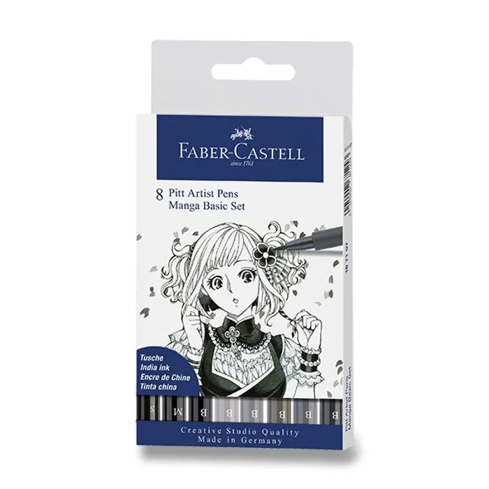 Główne zdjęcie produktu Popisovač Faber-Castell Pitt Artist Pen Manga 8 kusů, Manga Basic